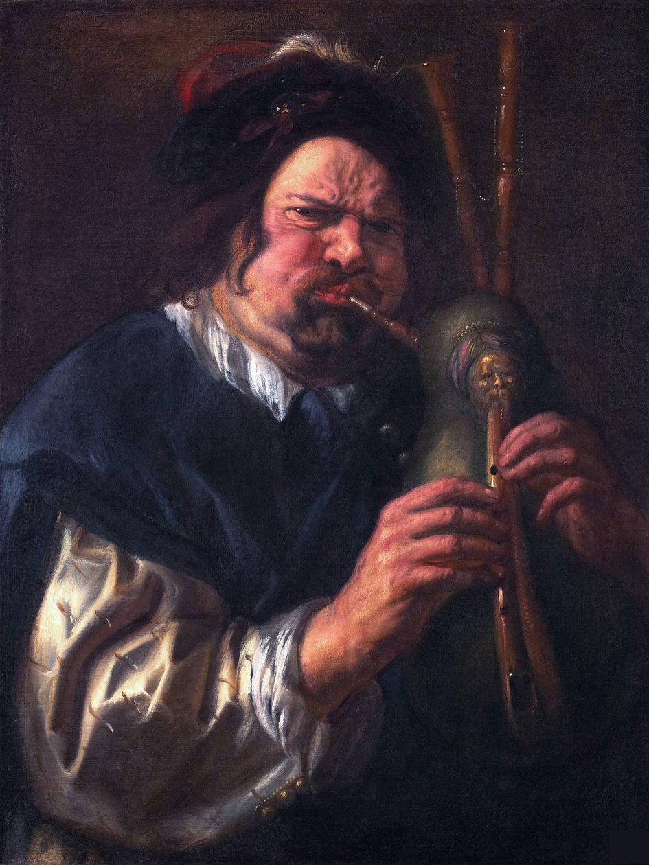 Autoportrét při hře na dudy od Jacob Jordaens
