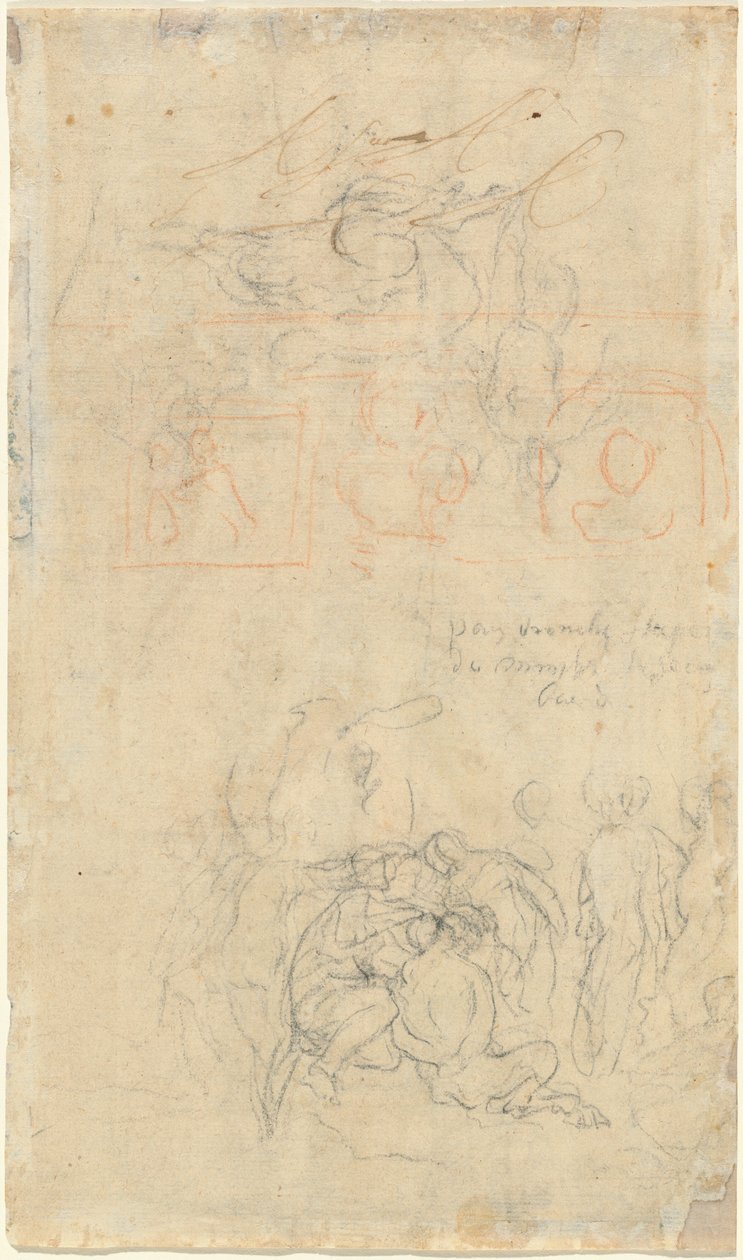 List studií s opilou pánví a nymfami [verso] od Jacob Jordaens