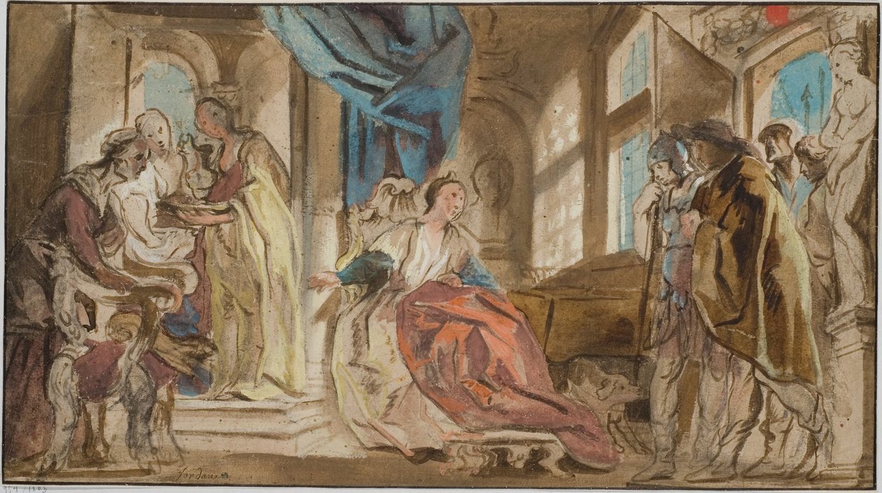 Telemachos přivádí Theoklymena před svou matku Penelopé od Jacob Jordaens