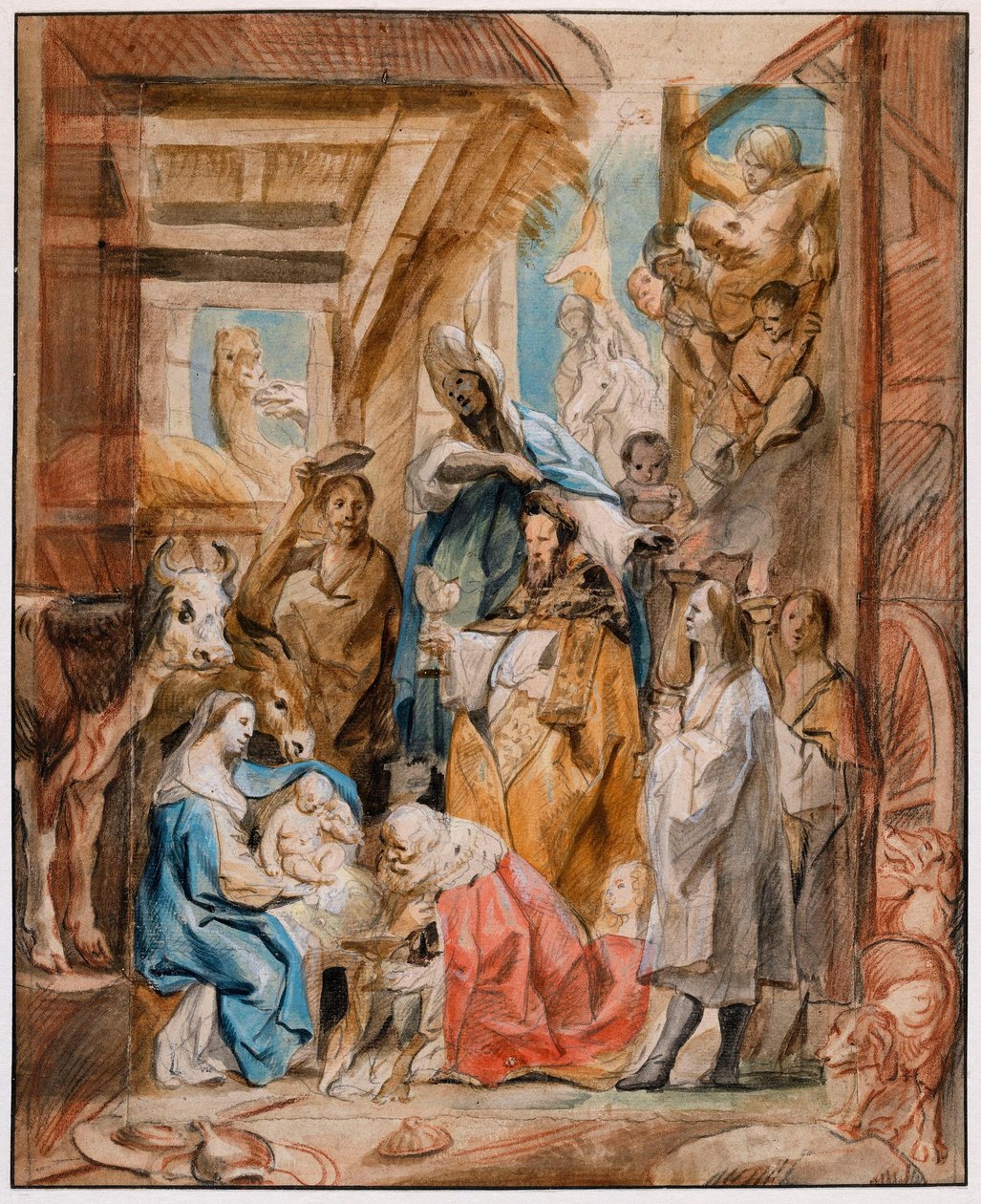 Klanění tří králů od Jacob Jordaens