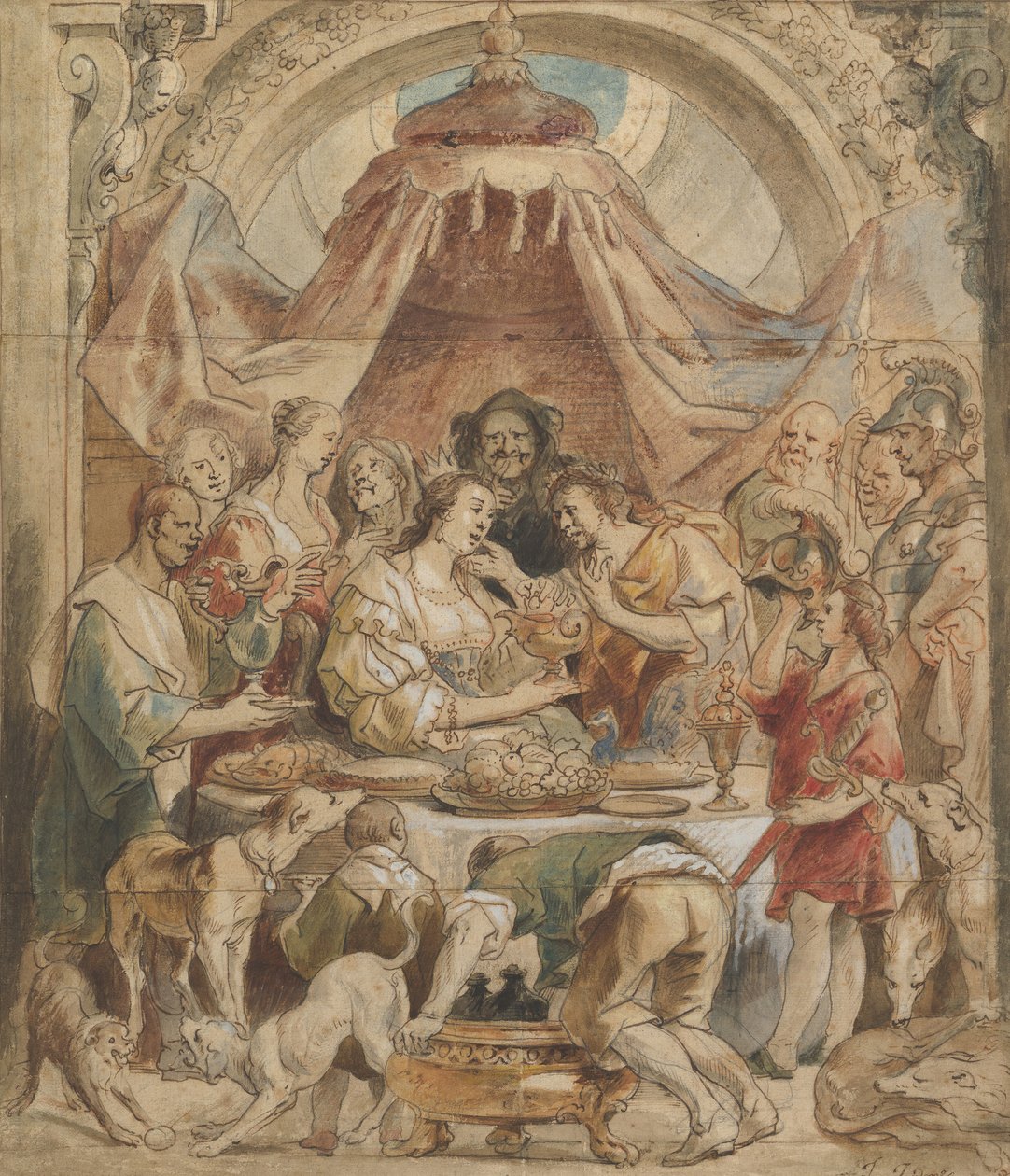 Banket Antonína a Kleopatry, 17. století. od Jacob Jordaens