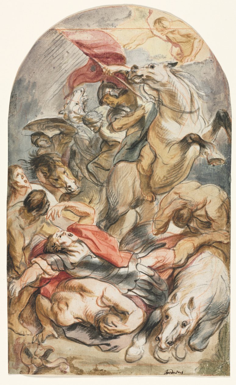 Konverze Saula s jezdcem a praporem od Jacob Jordaens