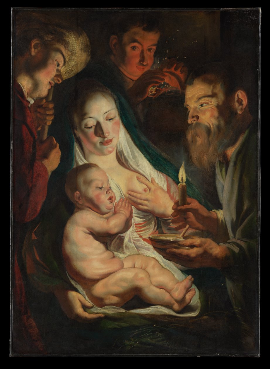 Svatá rodina s pastýři od Jacob Jordaens