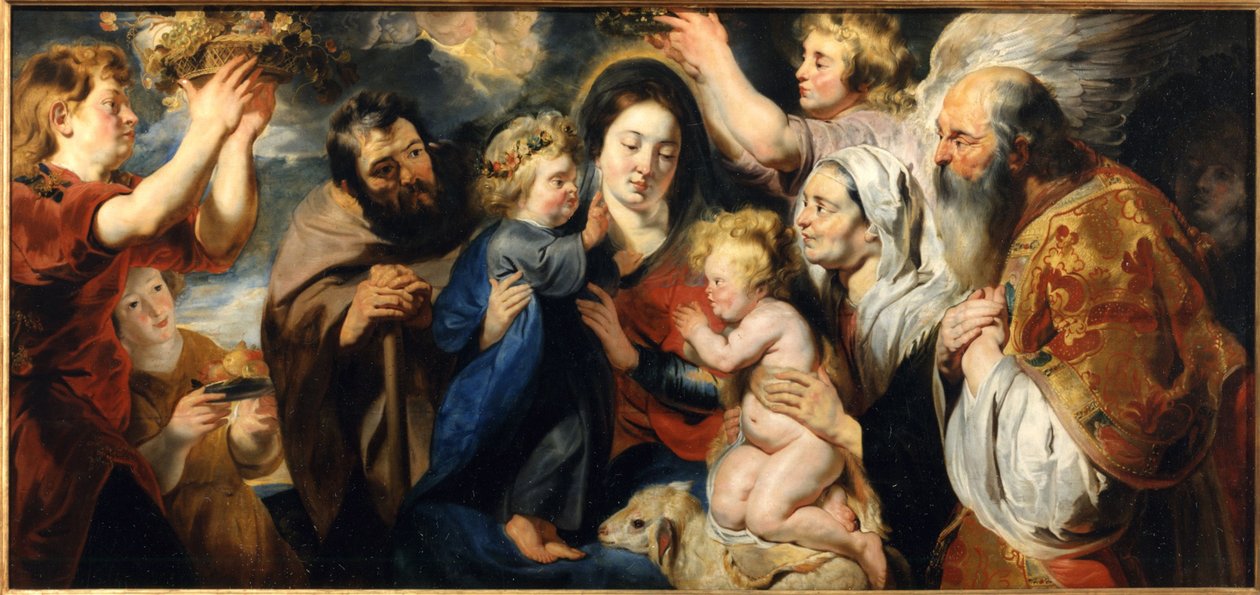 Svatá rodina s mladým Janem Křtitelem a anděly, c. 1616-1617. od Jacob Jordaens