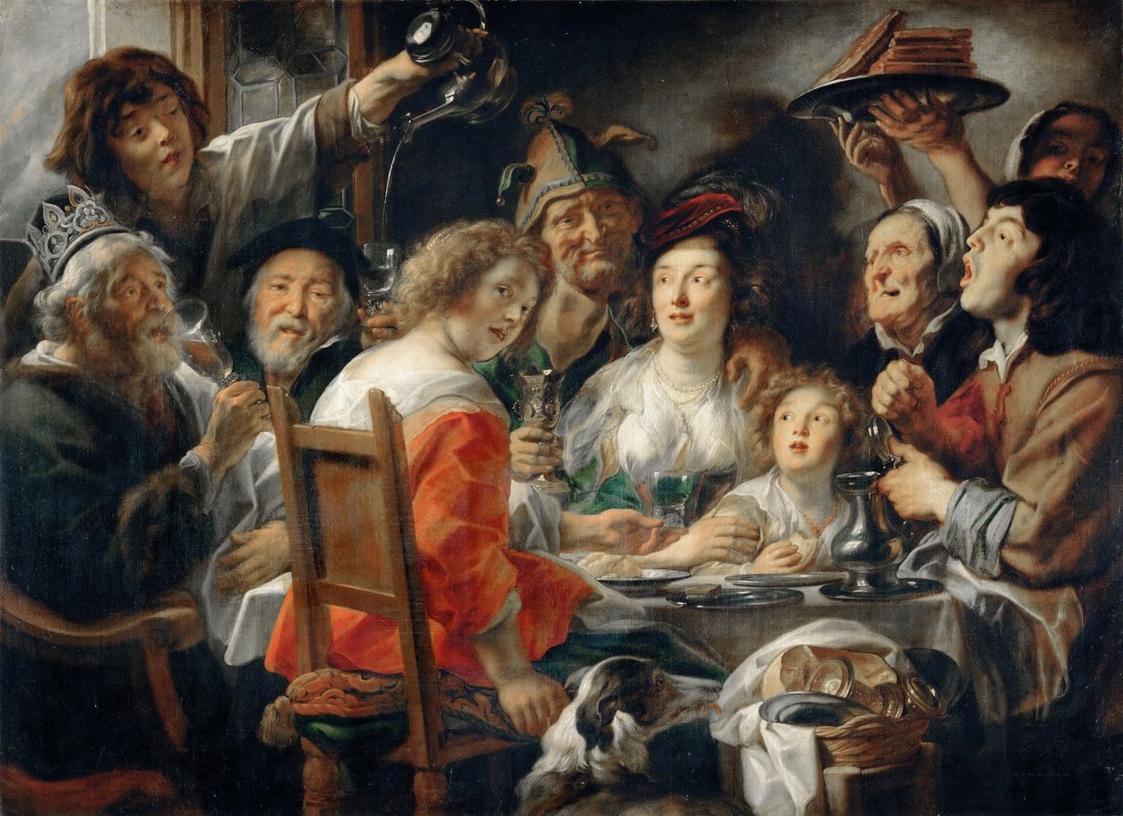 Král pije aneb Rodinné jídlo na svátek Zjevení Páně od Jacob Jordaens