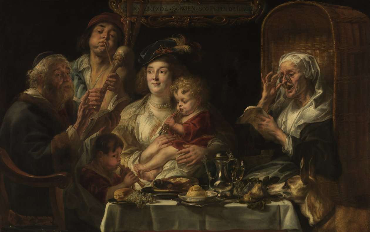 Staří lidé zpívají, mladí cvrlikají od Jacob Jordaens