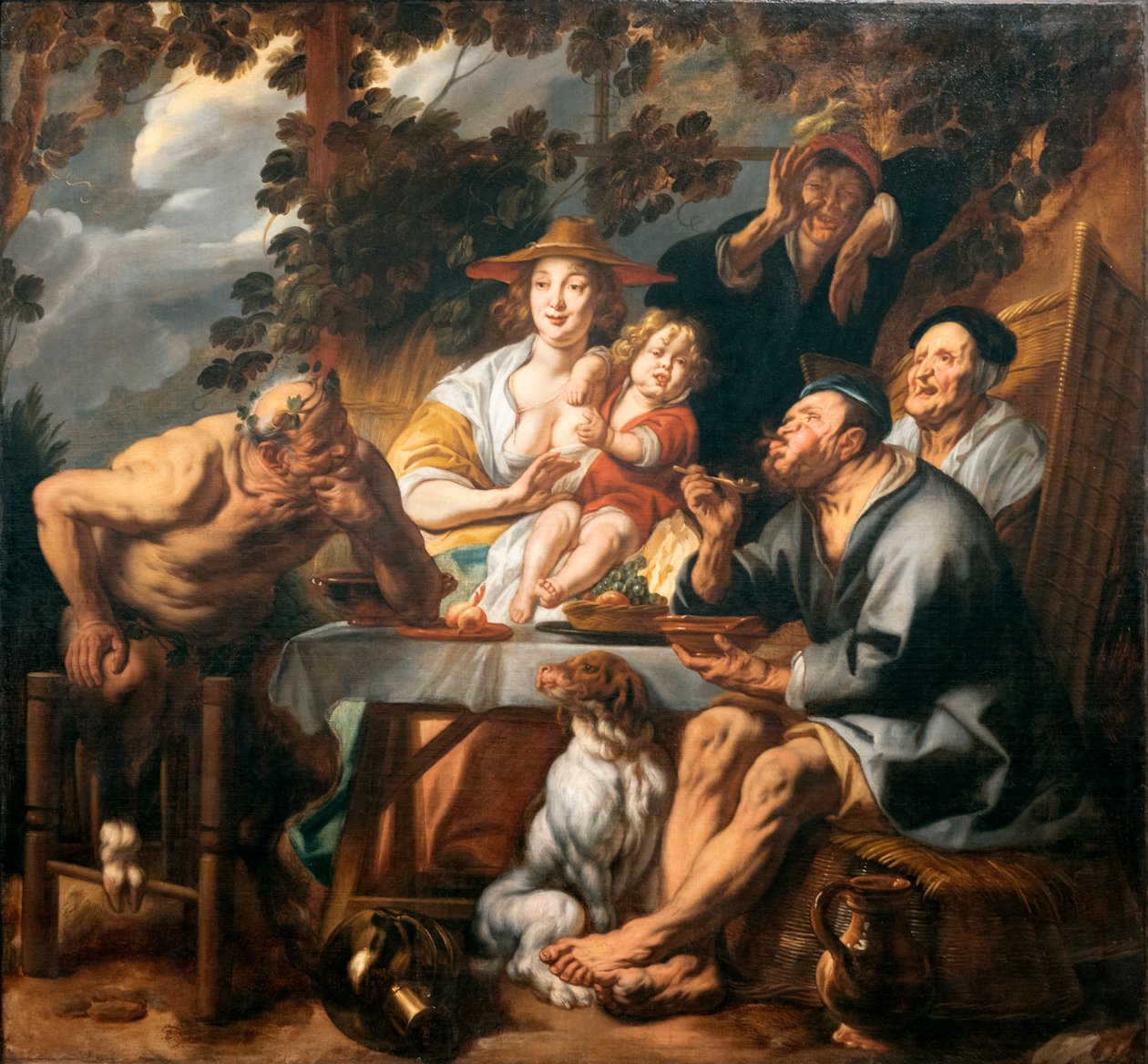 Satyr a rolník (Satir a rolník) od Jacob Jordaens