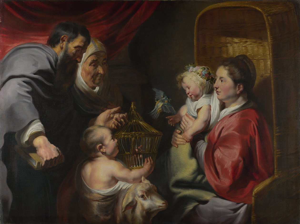 Panna s dítětem se svatými Zachariášem, Alžbětou a Janem Křtitelem, c. 1620 od Jacob Jordaens