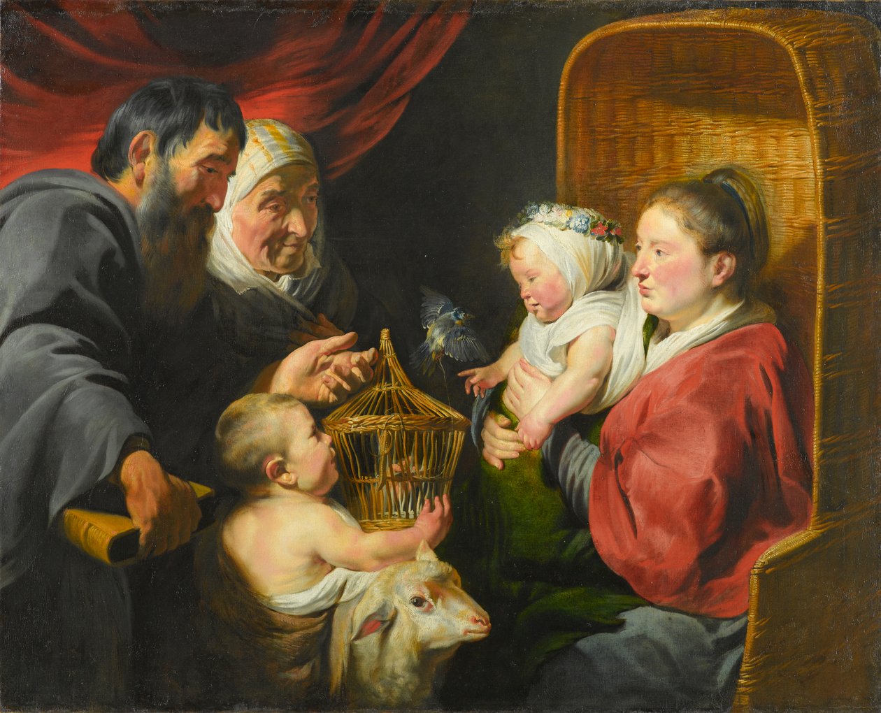 Panna s dítětem a svatým Janem a jeho rodiči, asi 1617-1618 od Jacob Jordaens