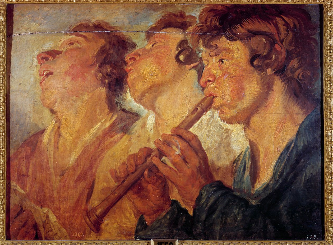 Tři cestující hudebníci Obraz Jacoba Jordaense (1593-1678) (ec.flam.) 17. století Madrid, Prado Museum od Jacob Jordaens