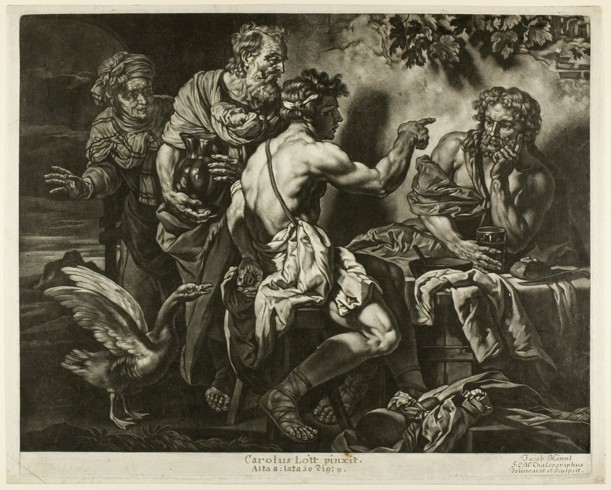 Jupiter a Merkur s Filemonem a Baucisem od Jacob Mannl