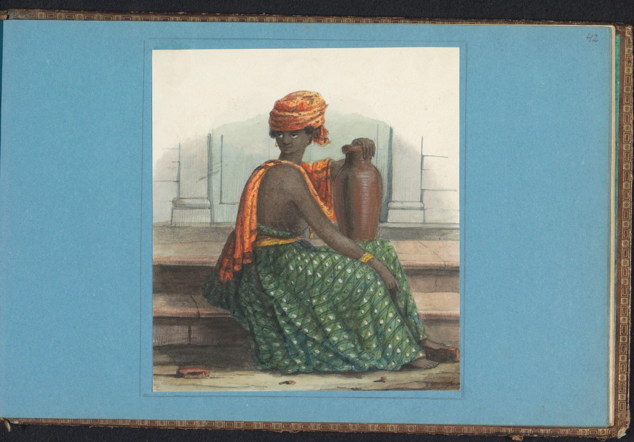 Žena v koto misi Album s kresbami Surinamu, s. 42(r) (50) (název série) od Jacob Marius Adriaan Martini van Geffen