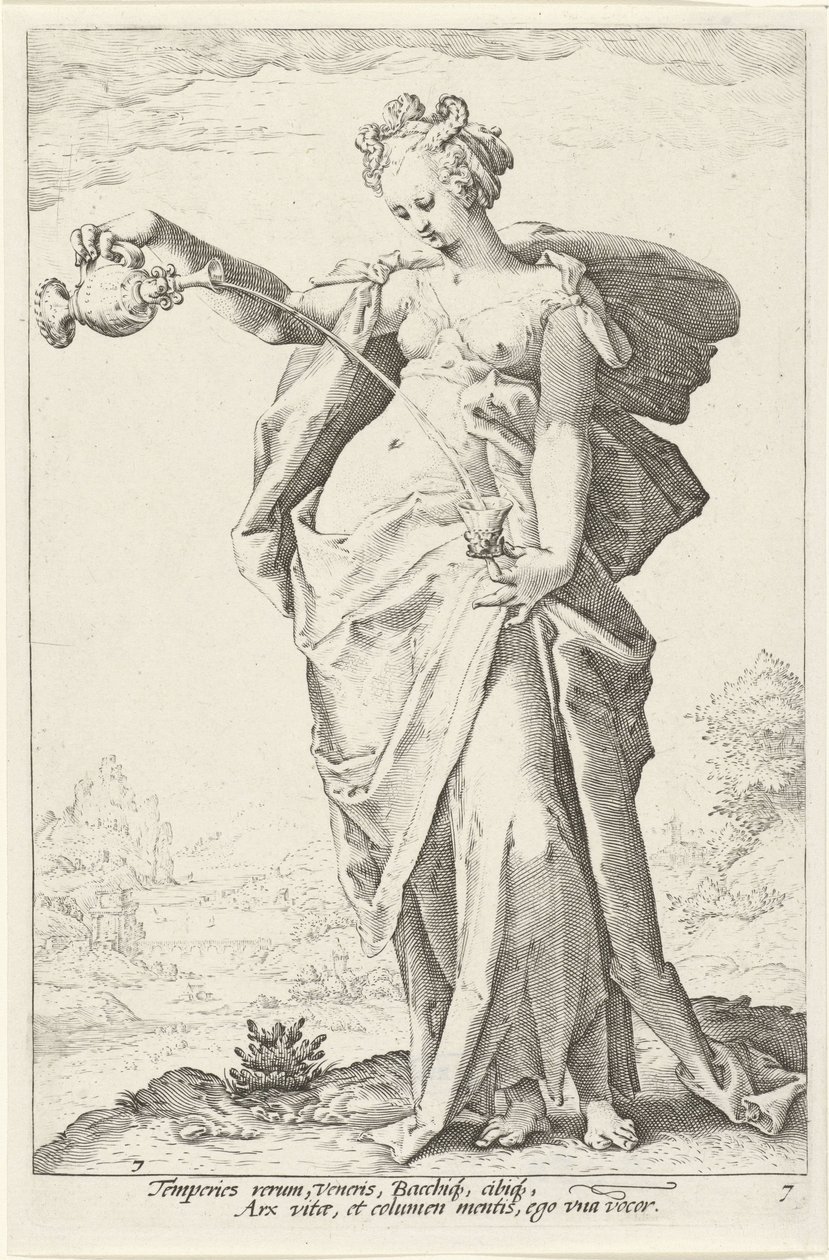 Matigheid (umírněnost) De Deugden (název série) od Jacob Matham (attributed to)