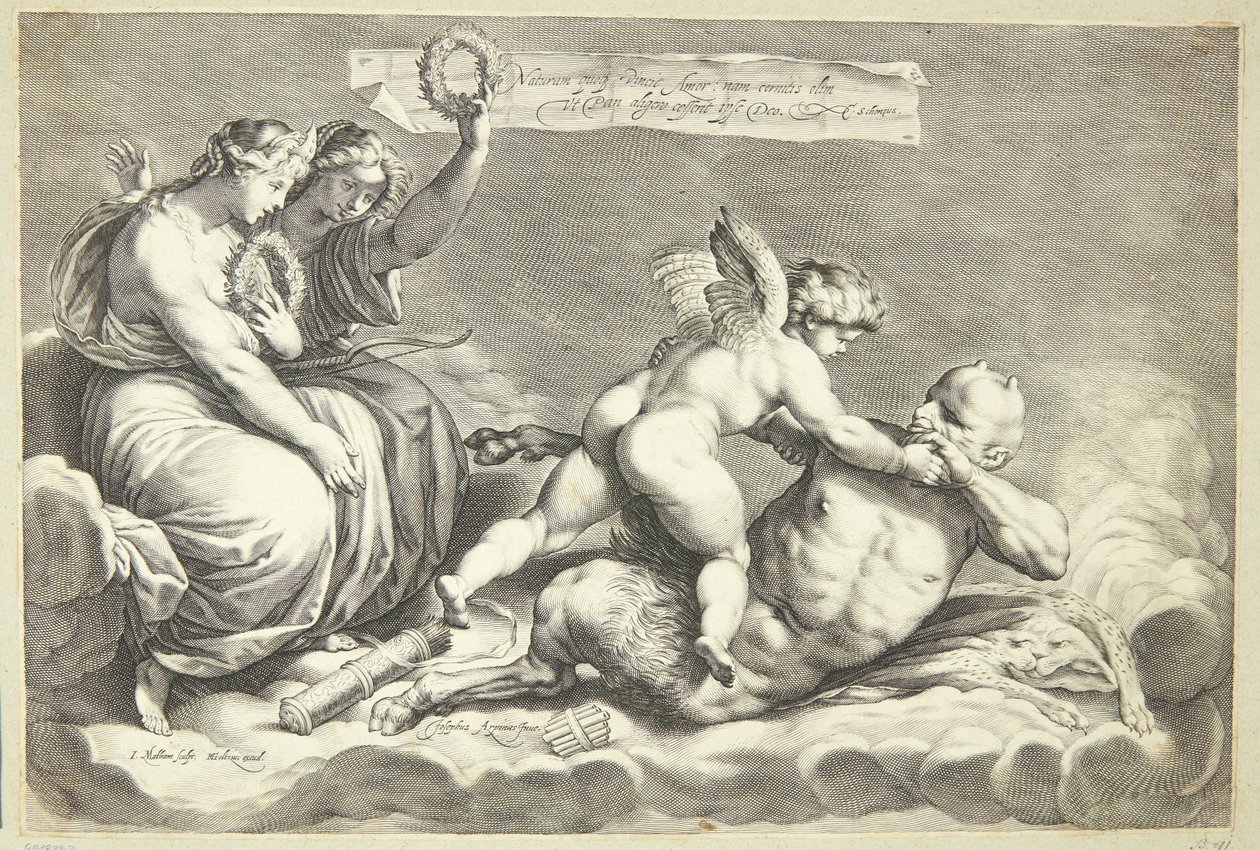 Cupid porazí Pana od Jacob Matham