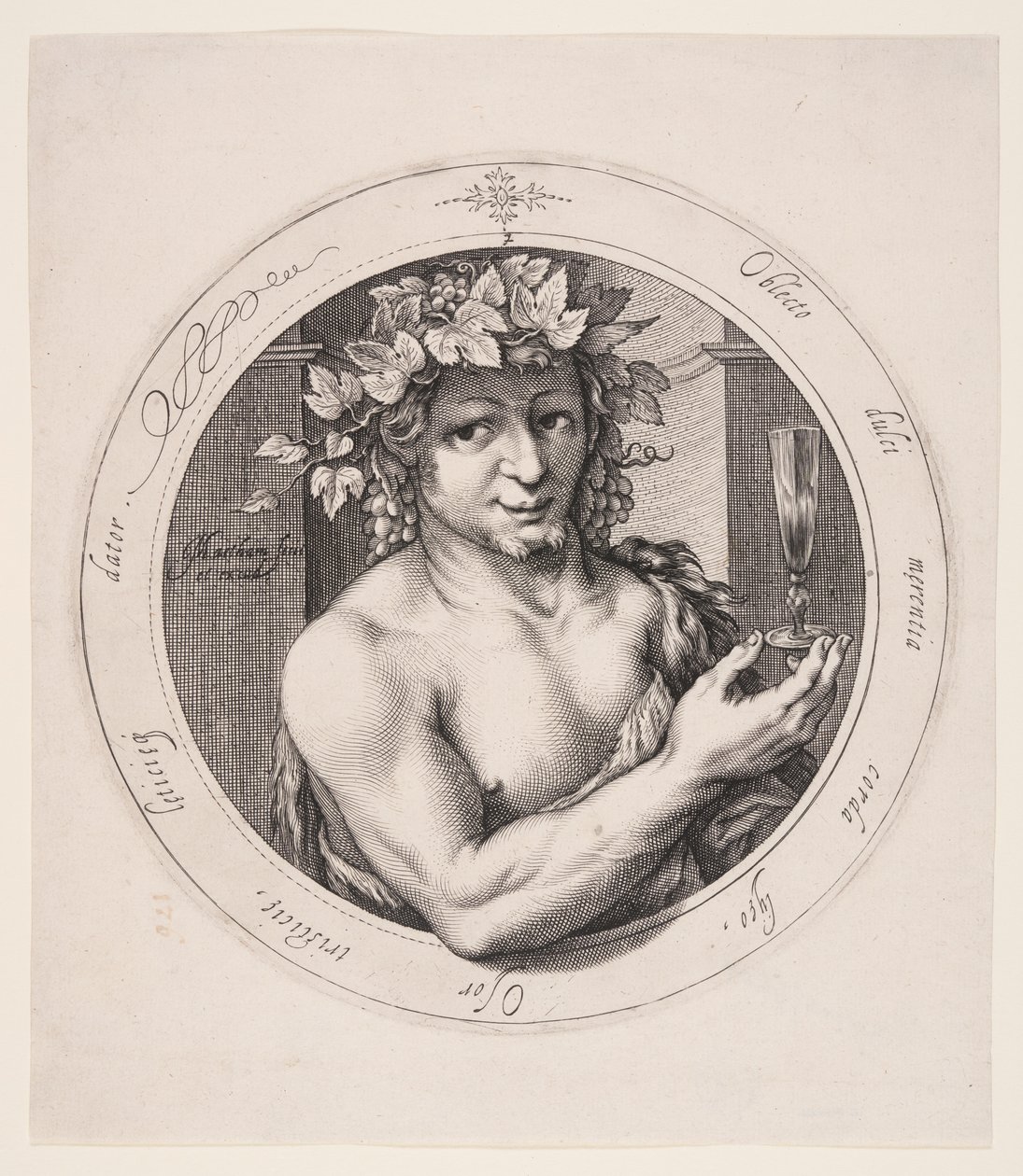 Bacchus, deska 2 z cyklu Tři bohové od Jacob Matham