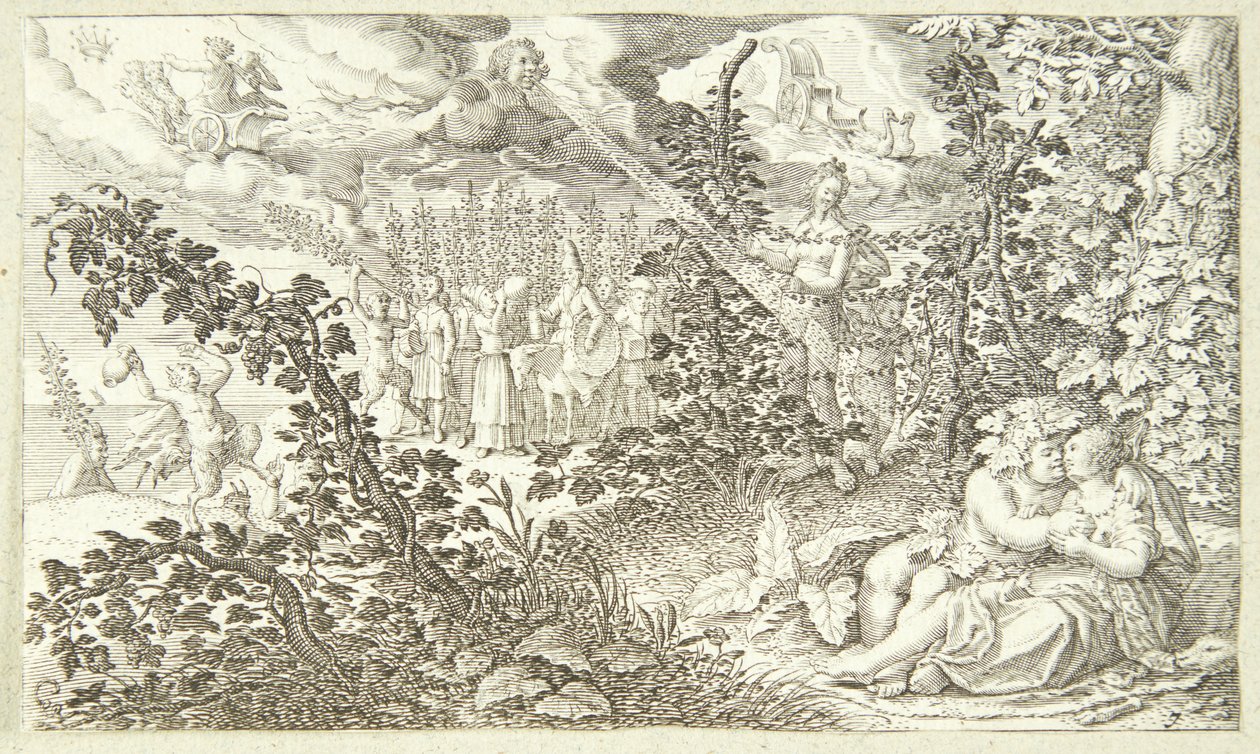 Bakchus a Ariadna od Jacob Matham