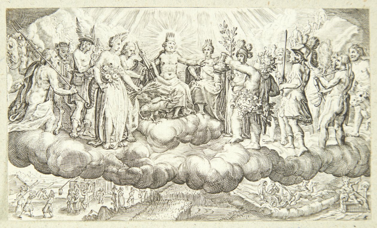 Bakchus podává Jupiterovi víno od Jacob Matham