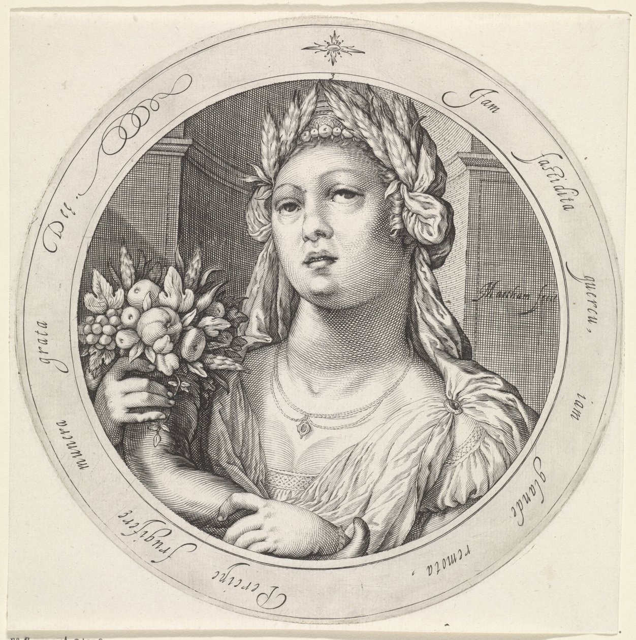 Ceres potkal roh hojnosti Venuše, Bacchus en Ceres (název série) od Jacob Matham