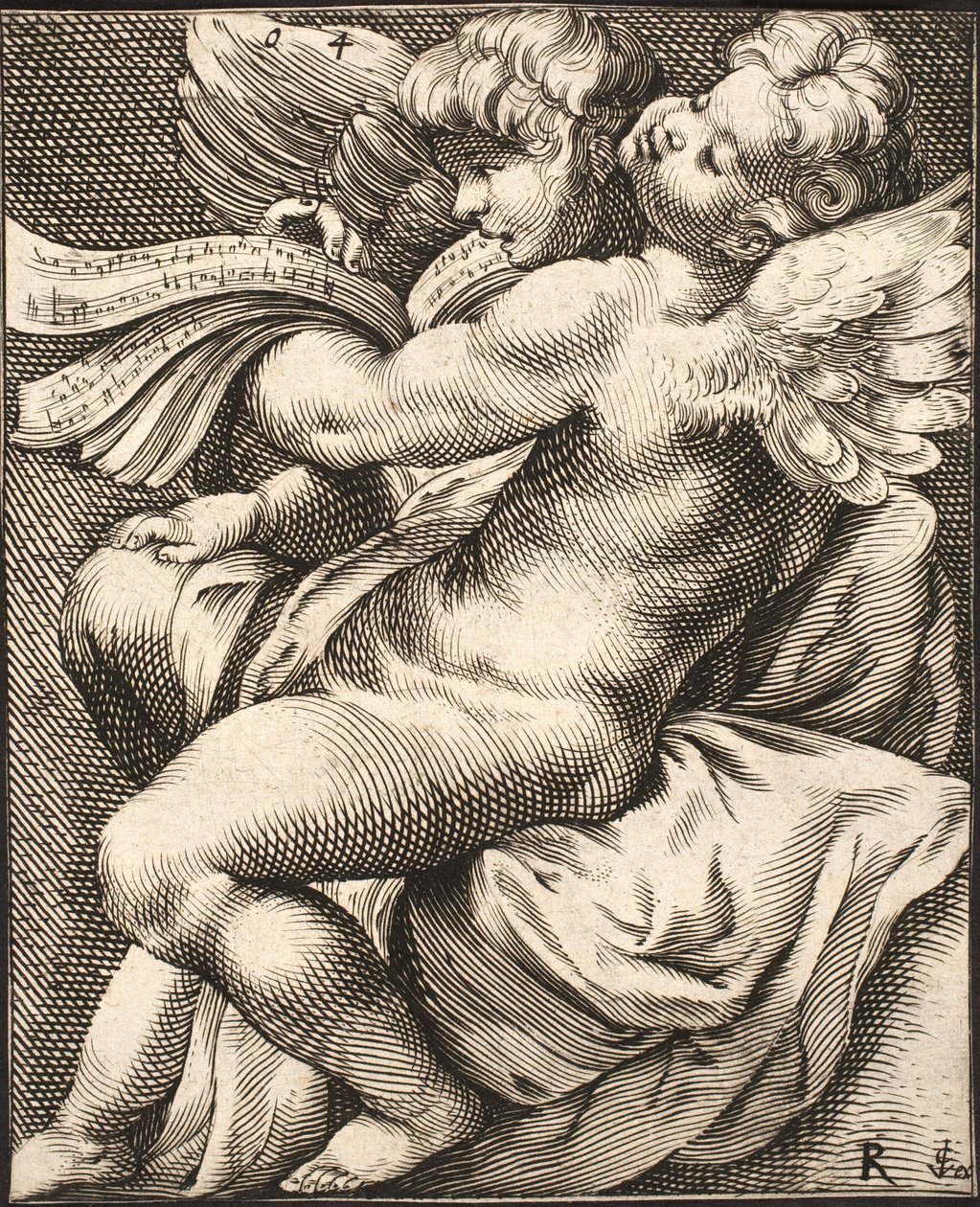 Dva Putti zpívají od Jacob Matham