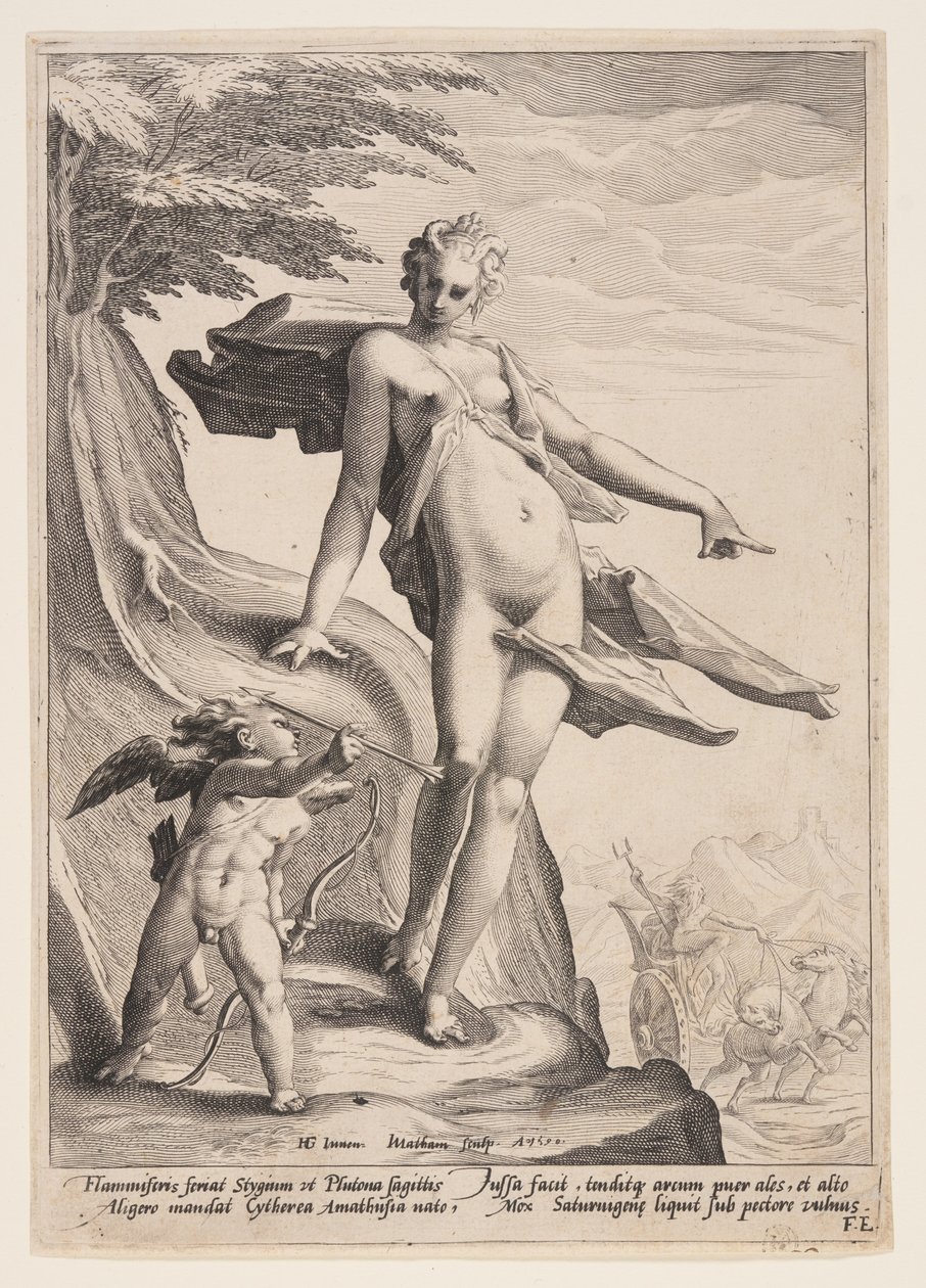 Venuše, Amor a Pluto od Jacob Matham