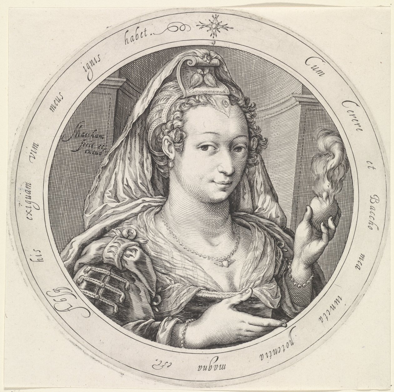 Venuše s hořícím srdcem Venuše, Bacchus a Ceres (název série) od Jacob Matham