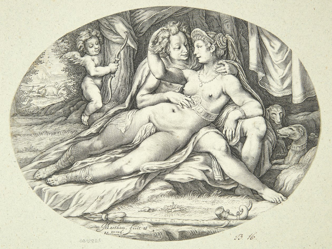 Venuše a Adonis od Jacob Matham