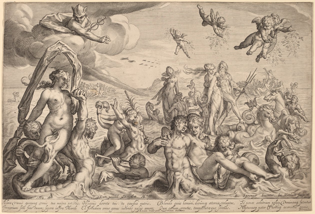 Triumf Neptuna a Thetis od Jacob Matham, after Bartholomaeus Spranger