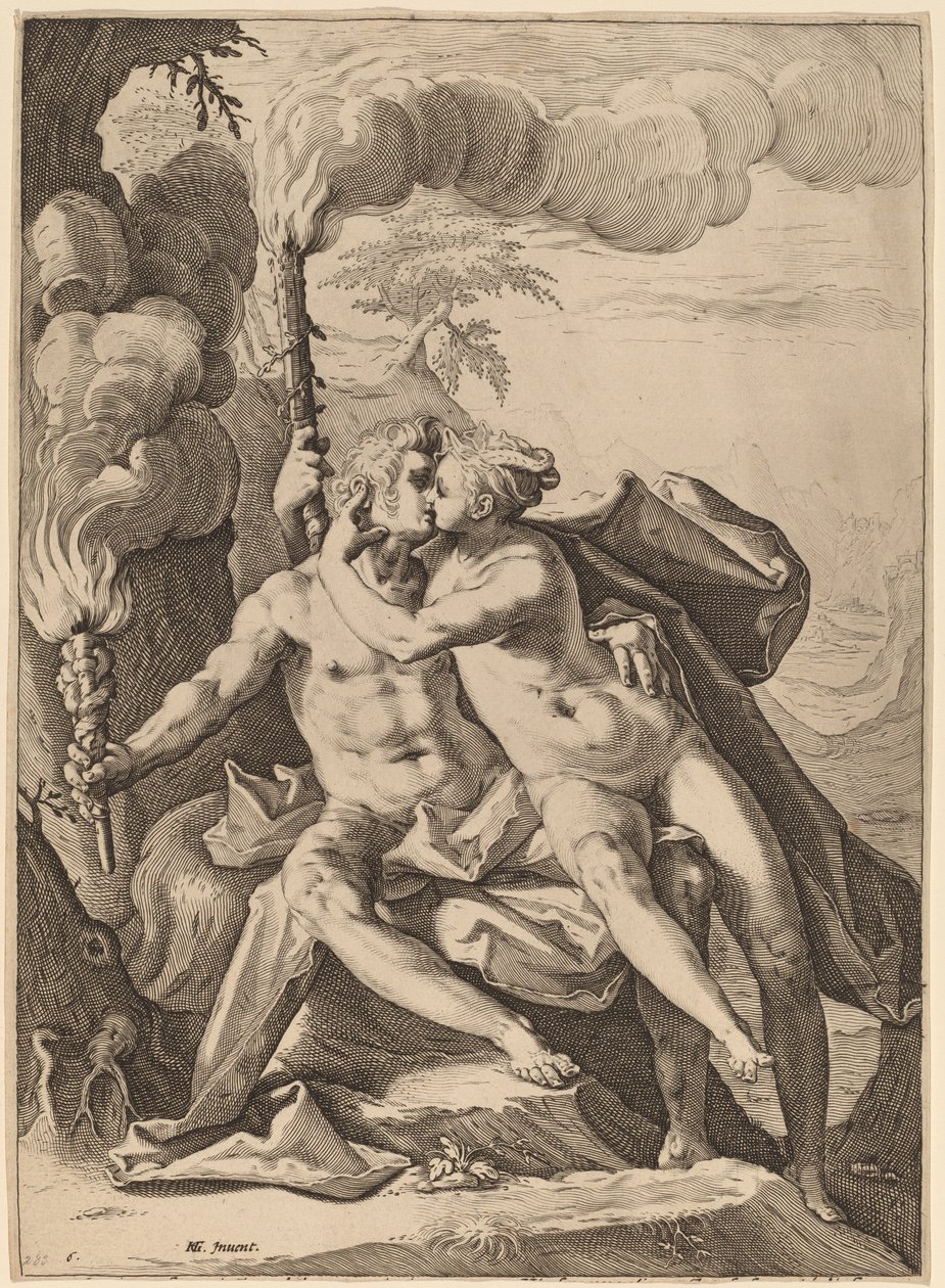 Eros a Anteros od Jacob Matham after Hendrik Goltzius