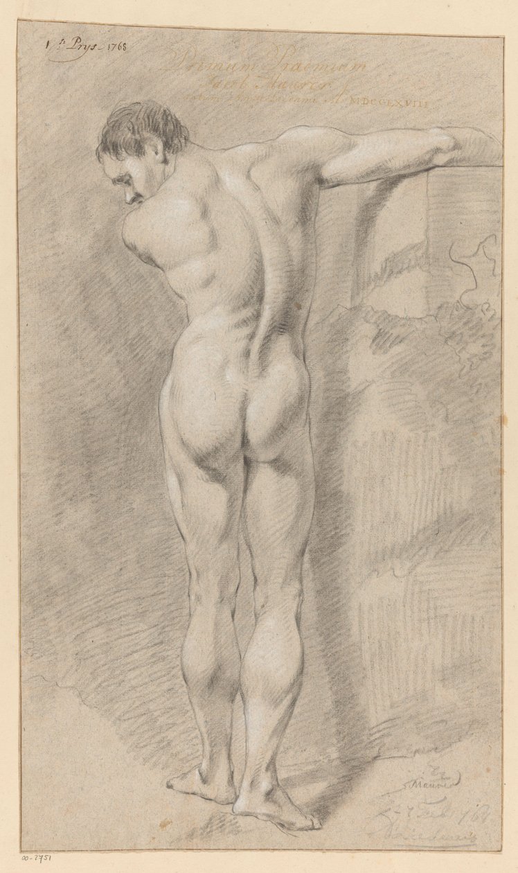 Stojící mužský akt, při pohledu zezadu (1. cena 1768) od Jacob Maurer