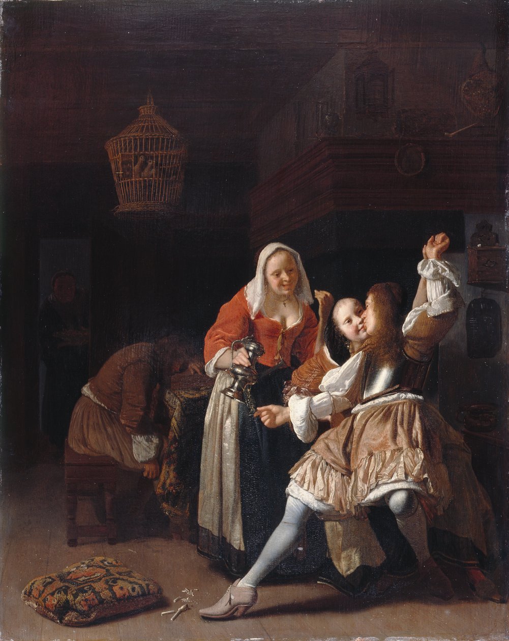The Embracing Cavalier, n. 1660-65 (öljy paneelissa) od Jacob Lucasz Ochtervelt