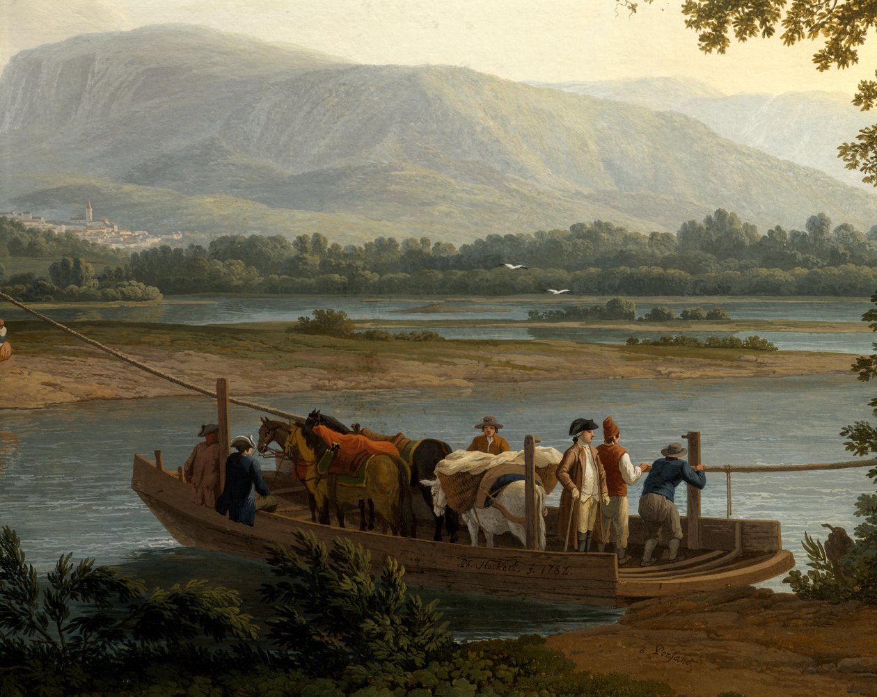 Ferry on Sele, Jacob Philipp Hackert (1737-1807) od Jacob Philippe Hackert