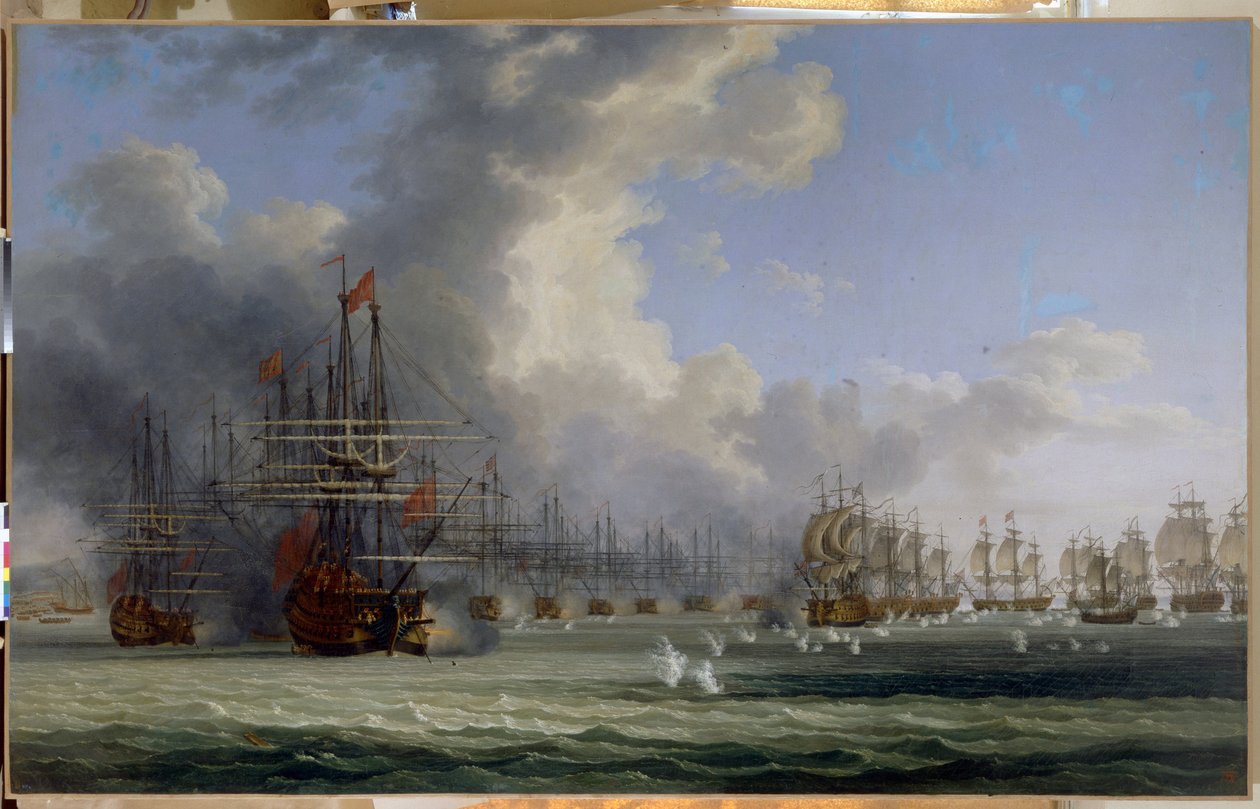 Bitva u Chesmy (Turecko). Začátek bojů 5. července 1770 (Bitva u Chesmy. Začátek boje 5. července 1770). Po vzpouře Orlova (1769) a předchůdci řecké války za nezávislost (1821-1829) bojovalo ruské loďstvo proti od Jacob Philippe Hackert