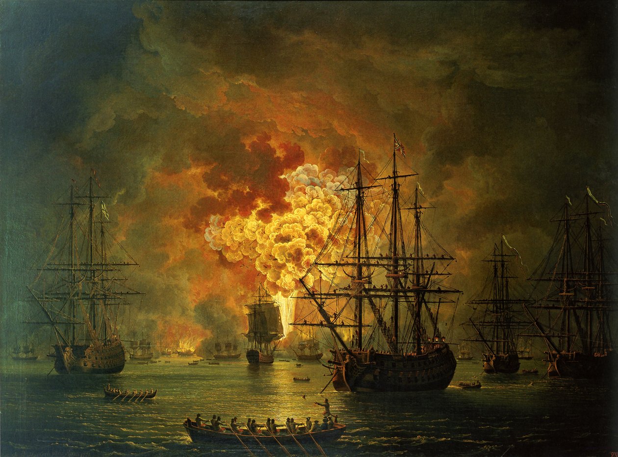 Zničení turecké flotily v zálivu Chesma, 1772 od Jacob Philippe Hackert