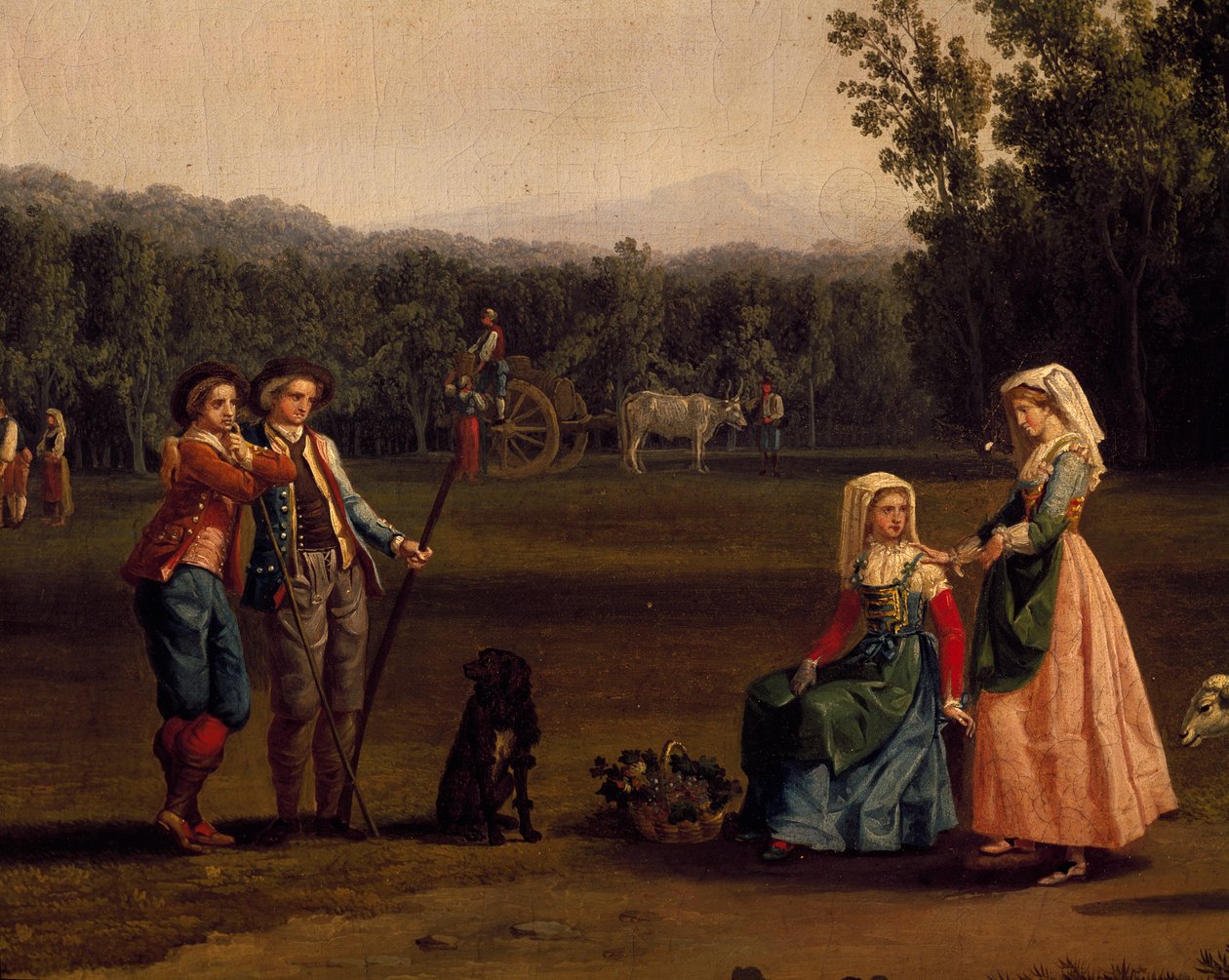 Výlet do královských statků Caserta (olej na plátně) od Jacob Philippe Hackert