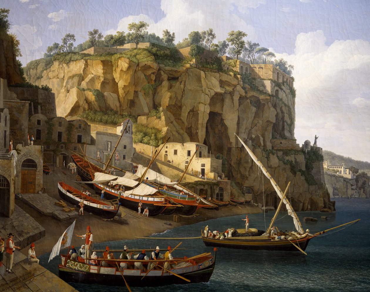 Pohled na malý přístav v Sorrento (olej na plátně) od Jacob Philippe Hackert