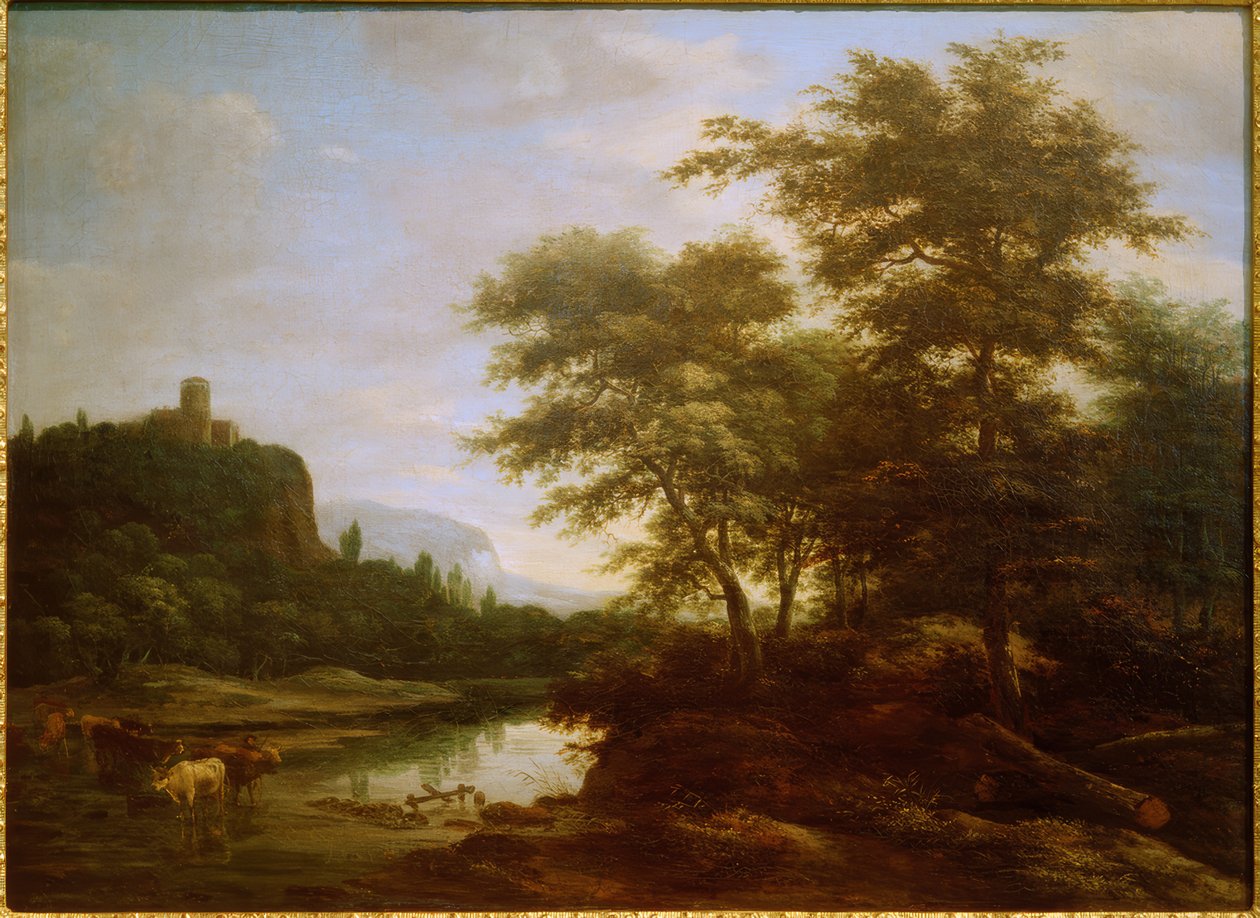 Krajina se stádem krav u rybníka od Jacob Salomonsz van Ruysdael