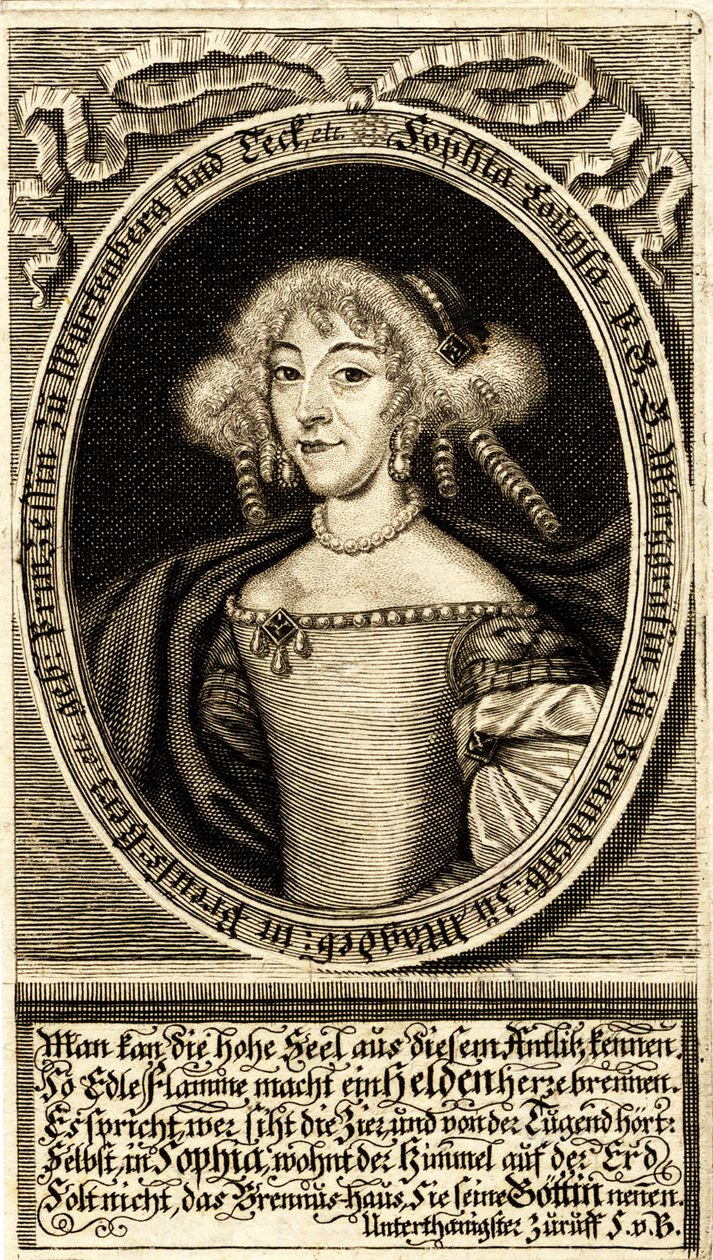Portrét Sophie Louise z Württemberska-Stuttgartu 1642-1702, markraběnka z..., 1672. od Jacob Sandrart von