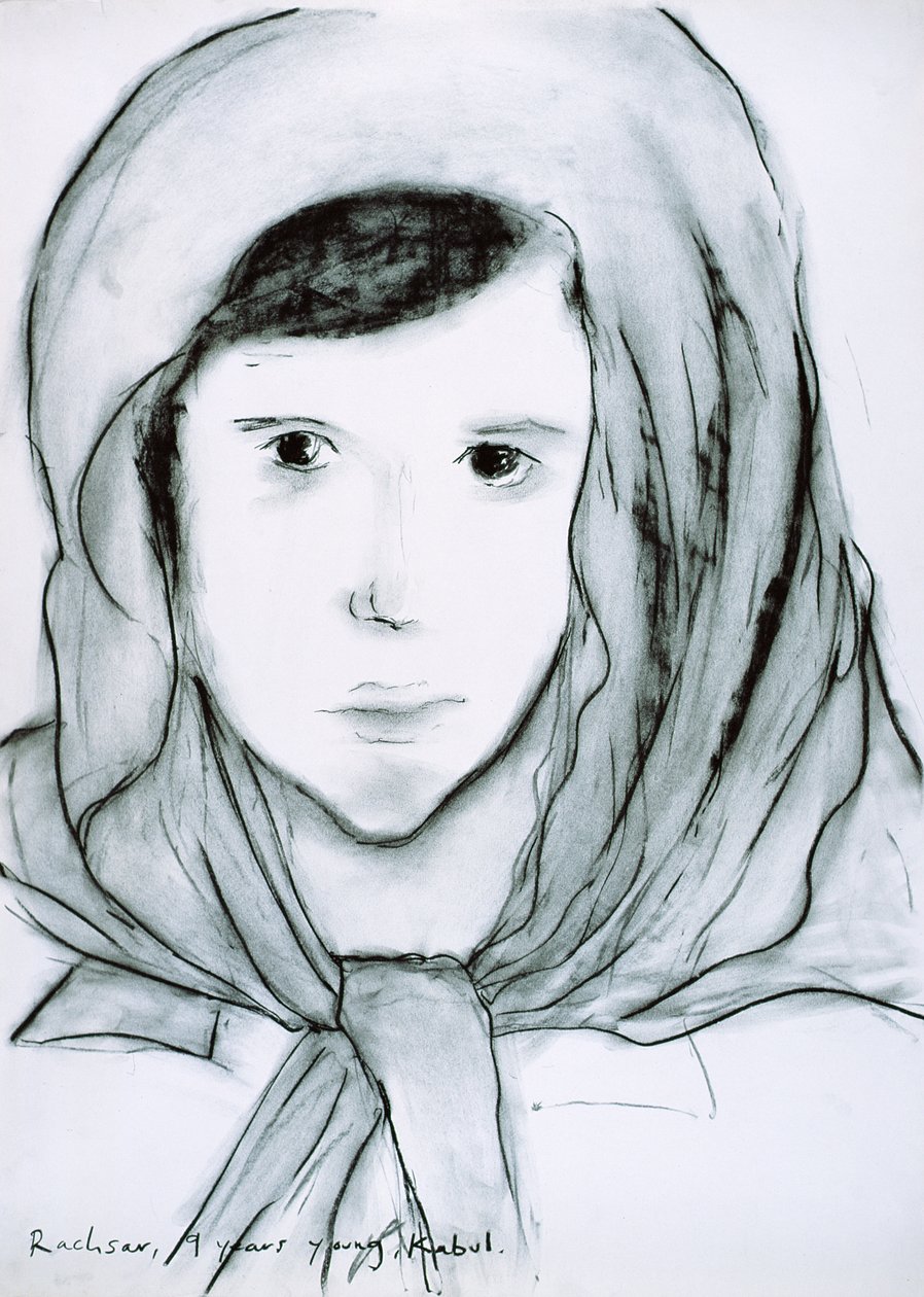 Rachsar, Kábul, Afghánistán, 2002 (uhlí na papíře) od Jacob Sutton