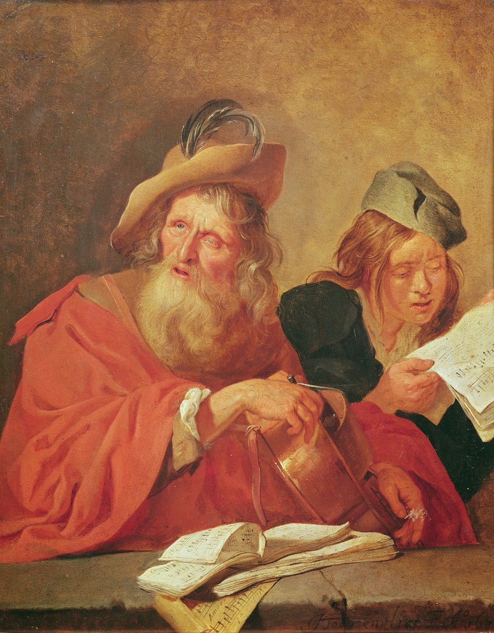 Hráč Hurdy-Gurdy, 1678 od Jacob Toorenvliet