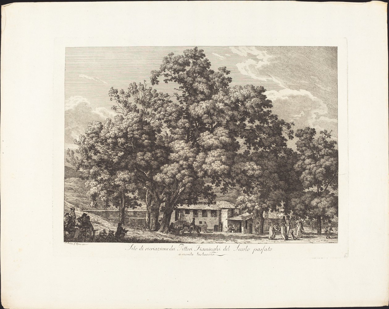 Rekreační místo malířů Fiaminchi z minulého století v Monte Testaccio od Jacob Wilhelm Mechau
