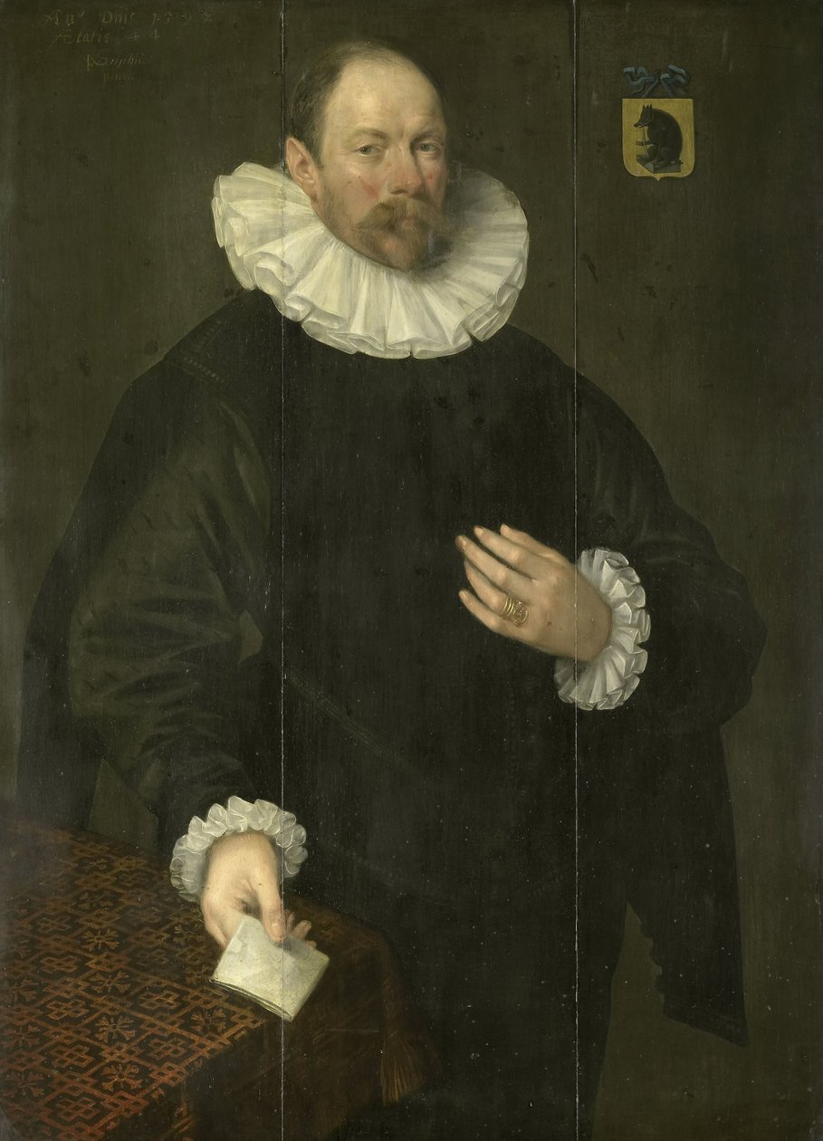Portrét Pauluse Cornelisze van Beresteyna (1548-1625), purkmistra z Delftu od Jacob Willemsz. Delff (I)