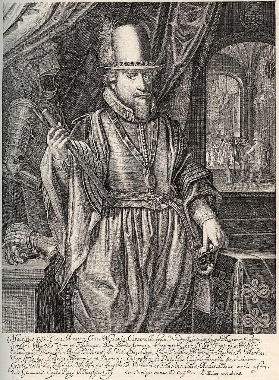 Portrét Maurice de Nassau (1567-1625), prince z Orange, hraběte z Nassau. Rytina Willem Jacobsz Delff (1580-1638) 17. století od Jacob Willemsz Delff