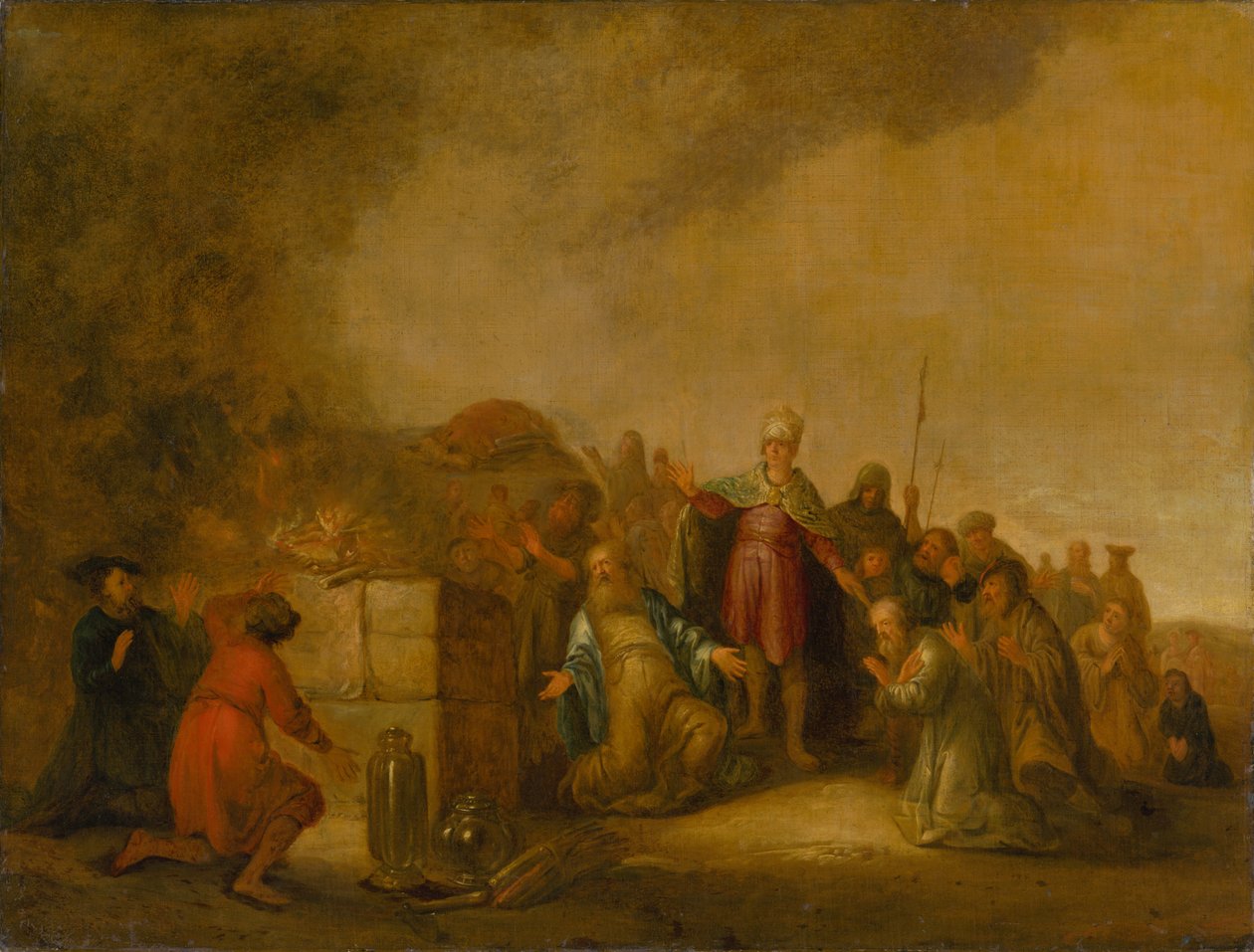 Eliášova oběť na hoře Karmel, 17. století. od Jacob Willemsz de Wet the Elder