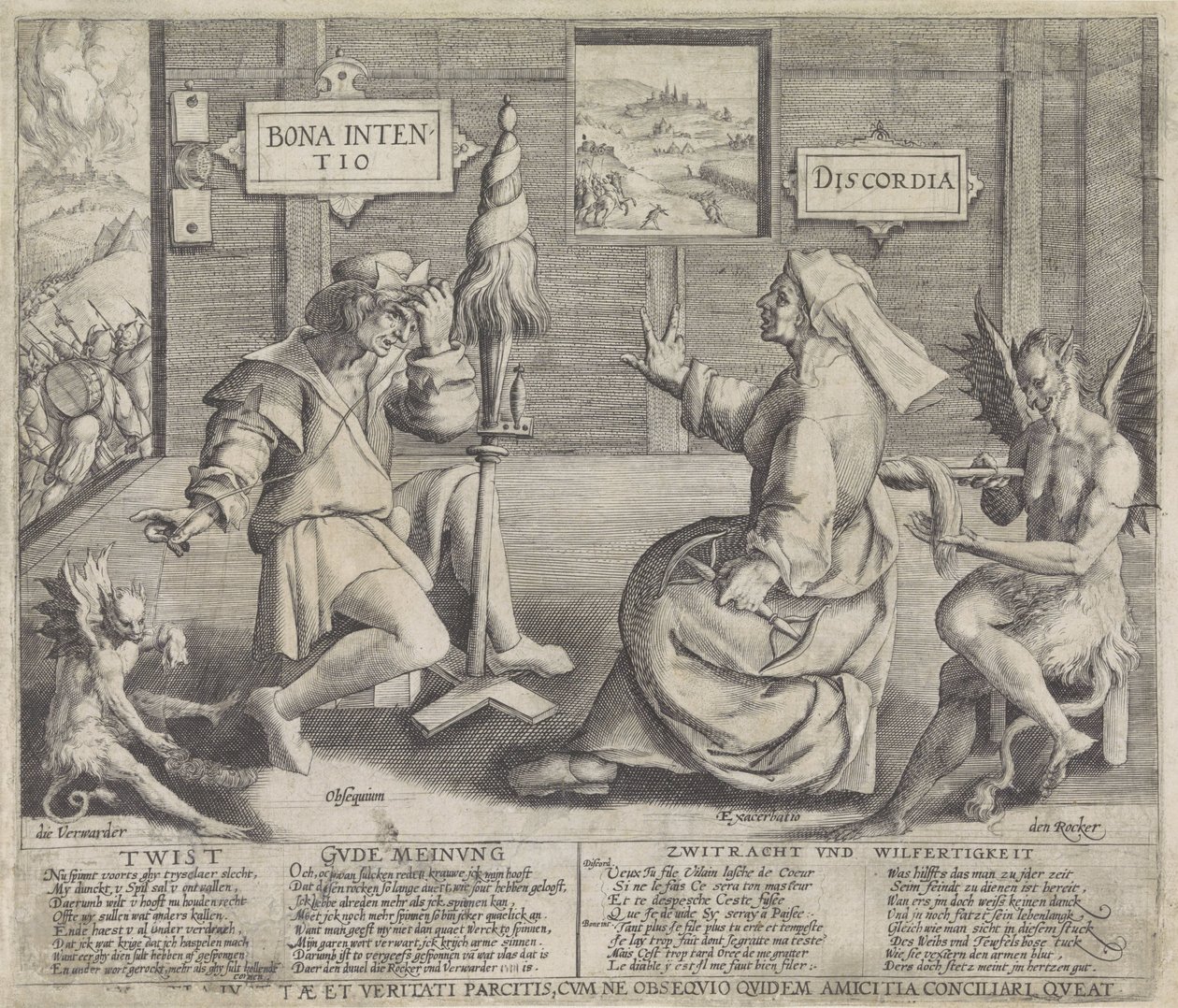 Alegorie se zosobněním Dobrého úmyslu (Bona Intentio) a Neshody (Discordia) od Jacob de Gheyn (I) (circle of)