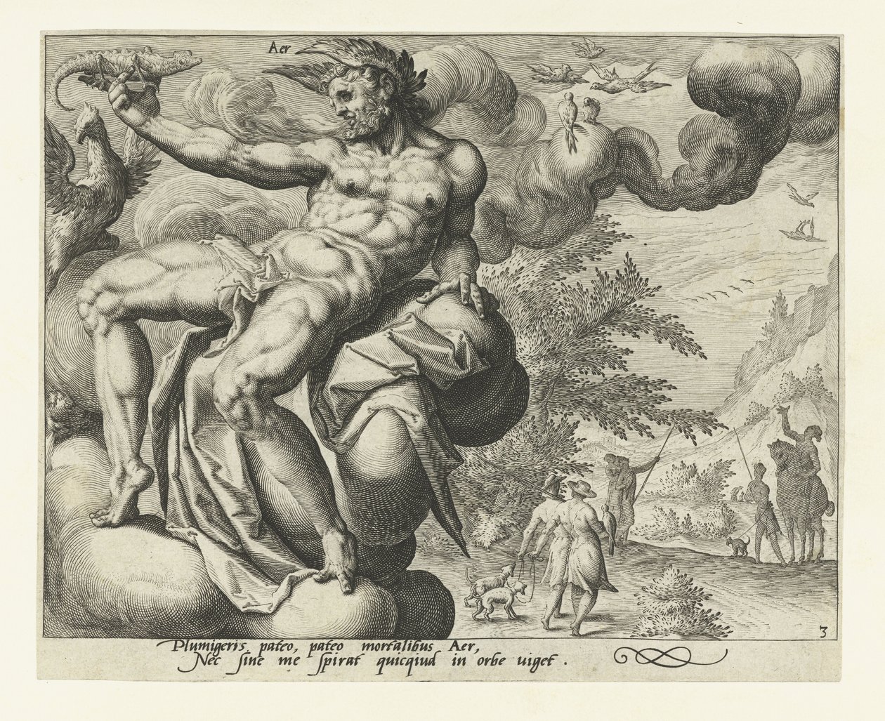 Živel vzduchu Aer (název na objektu) The Four Elements (název série) od Jacob de Gheyn (II) (attributed to)
