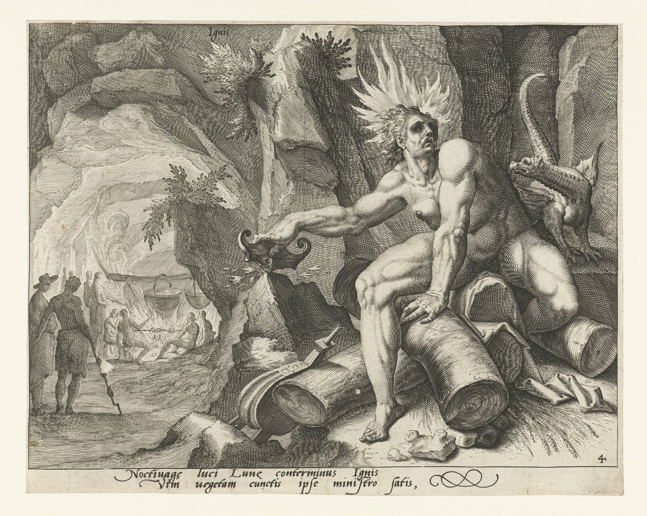 Element ohně Ignis (název na objektu) The Four Elements (název série) od Jacob de Gheyn (II) (attributed to)