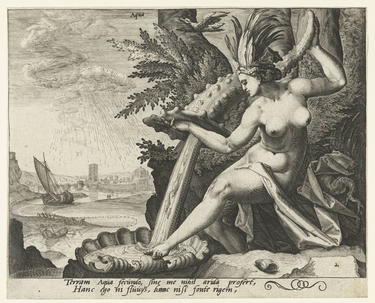 Živel vody Aqua (název na objektu) The Four Elements (název série) od Jacob de Gheyn (II) (attributed to)