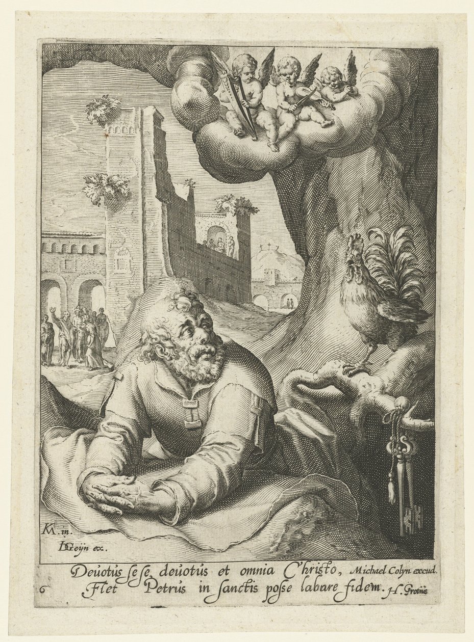 Petra jako kajícího hříšníka Osm kajícných hříšníků ze Starého a Nového zákona (název série) od Jacob de Gheyn (II) (workshop of)