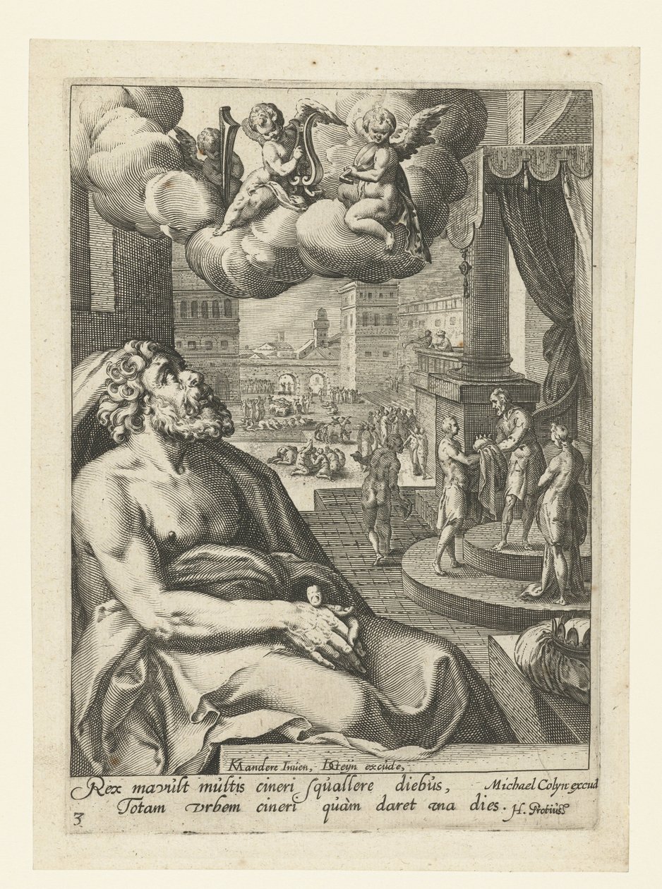 Šalomouna jako kajícího hříšníka Osm kajícných hříšníků ze Starého a Nového zákona (název série) od Jacob de Gheyn (II) (workshop of)