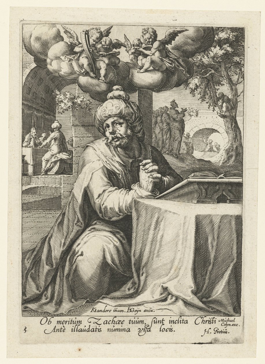 Zachea jako kajícího hříšníka Osm kajícných hříšníků ze Starého a Nového zákona (název série) od Jacob de Gheyn (II) (workshop of)